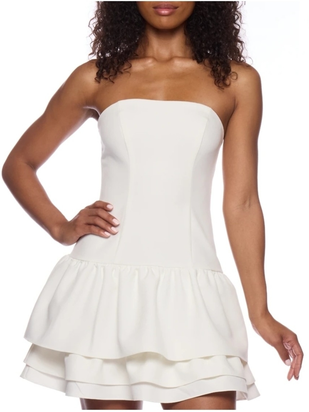 Alex & Sophia Juniors' Strapless Layered-Hem Fit Flare Dress Size 5/6